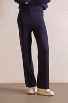 Beli Lastikli Wide Leg Triko Kadın Pantolon