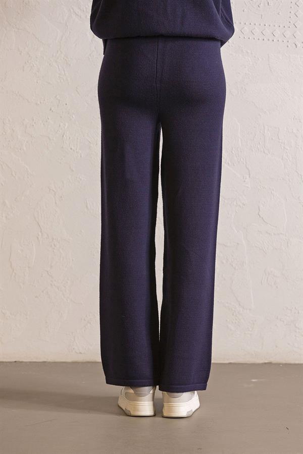 Beli Lastikli Wide Leg Triko Kadın Pantolon