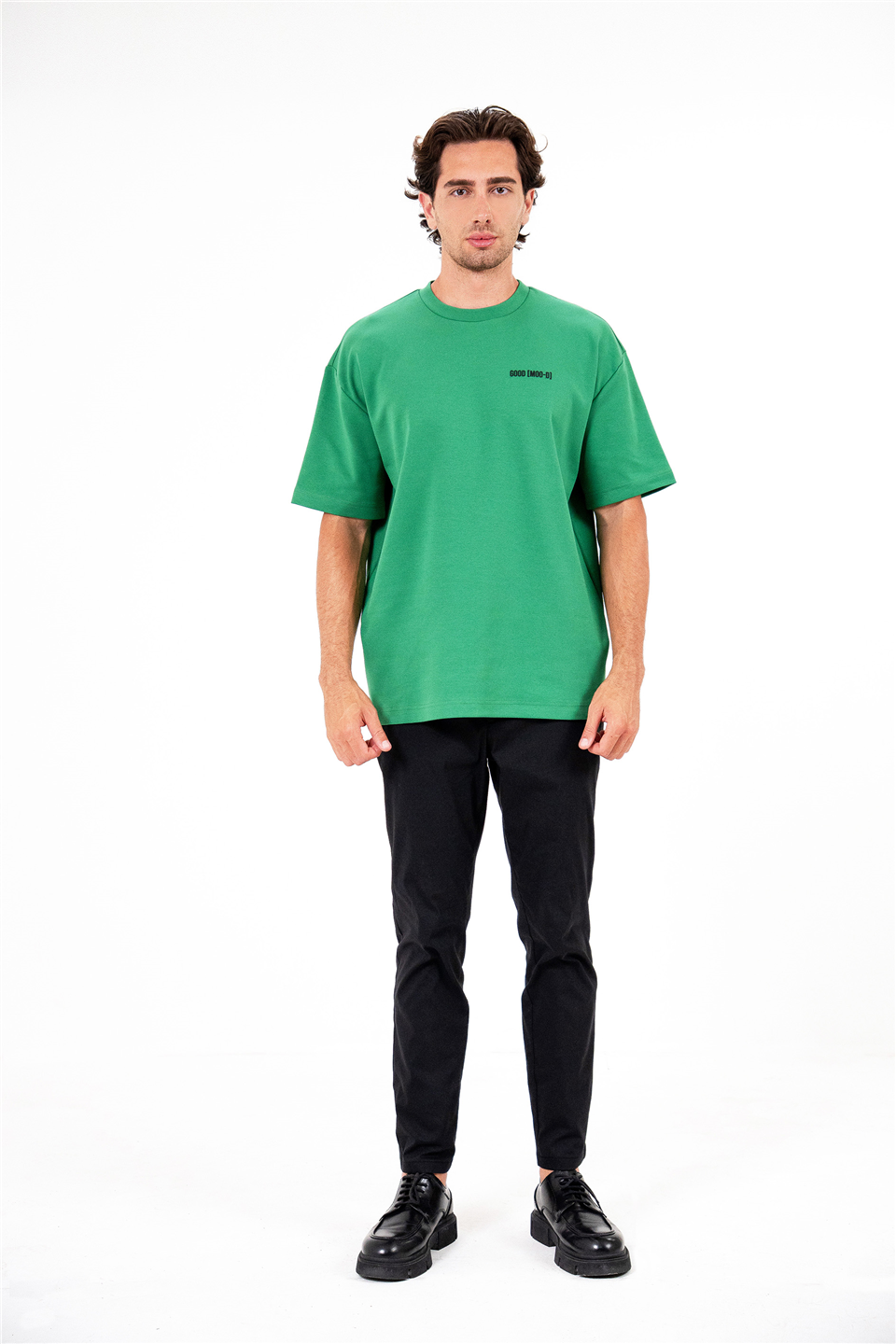 Bisiklet Yaka Arka Bedeni İNek Baskılı Erkek T-Shirt