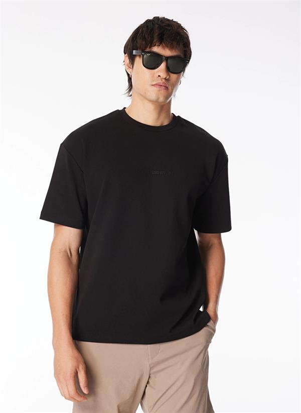 Bisiklet Yaka Arka Eteği Garnili Oversize Erkek T-Shirt