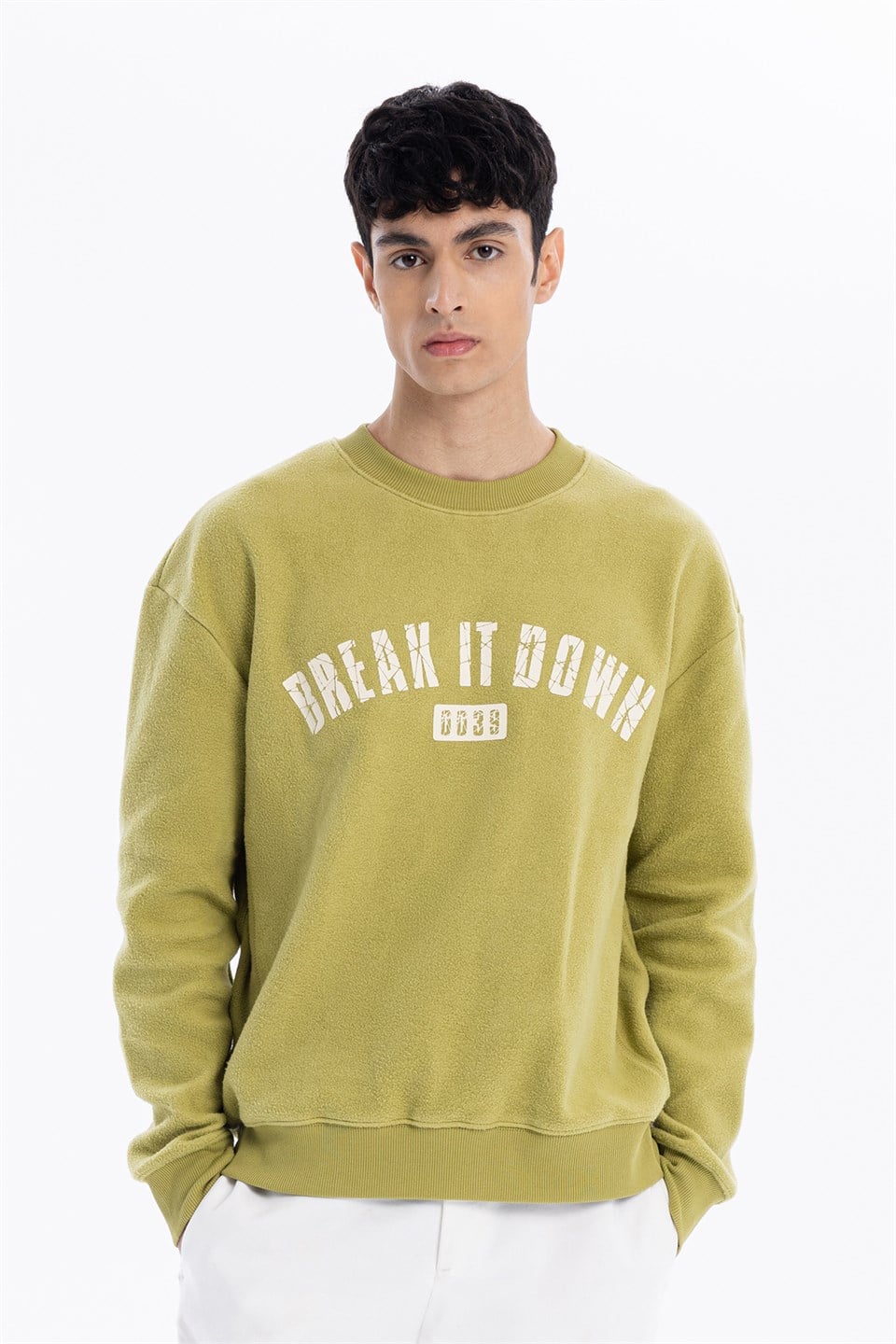 GMG Firenze-Bisiklet Yaka Baskılı %100 Pamuk Polar Erkek Sweatshirt-Winter'26-1-Milagron.com