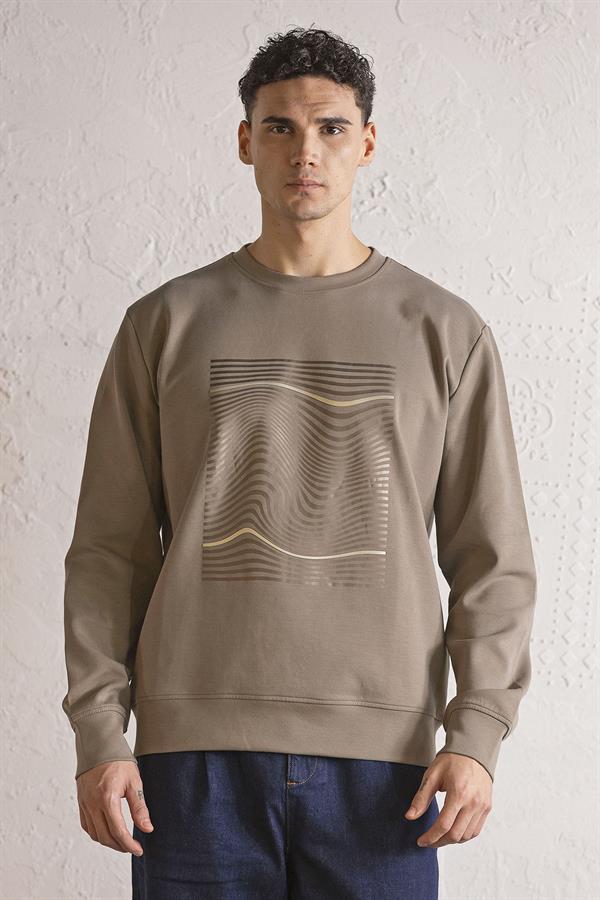 GMG Firenze-Bisiklet Yaka Baskılı Erkek Sweatshirt-SWEATSHIRT-4-Milagron.com