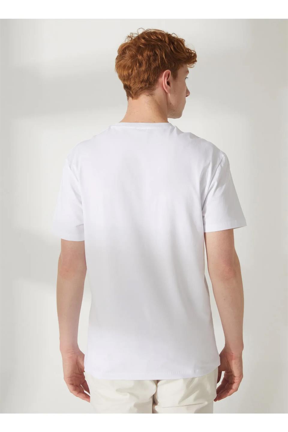 Bisiklet Yaka Baskılı Slim Fit Erkek T-Shirt