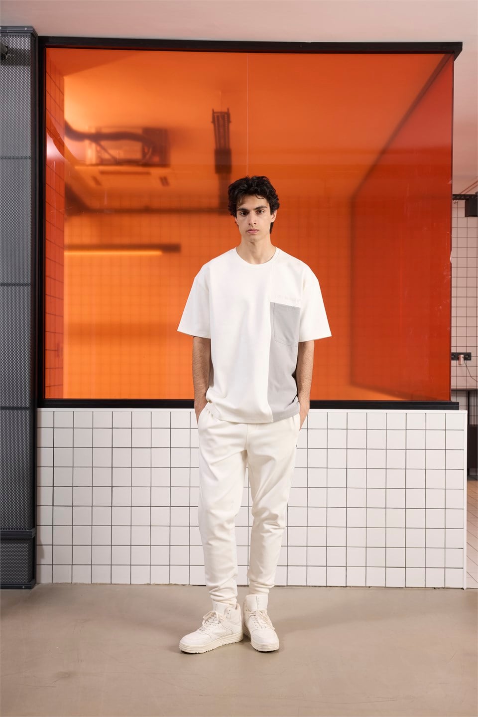 GMG Firenze-Bisiklet Yaka Cep Detaylı Oversize Erkek T-Shirt-KISA KOL-1-Milagron.com