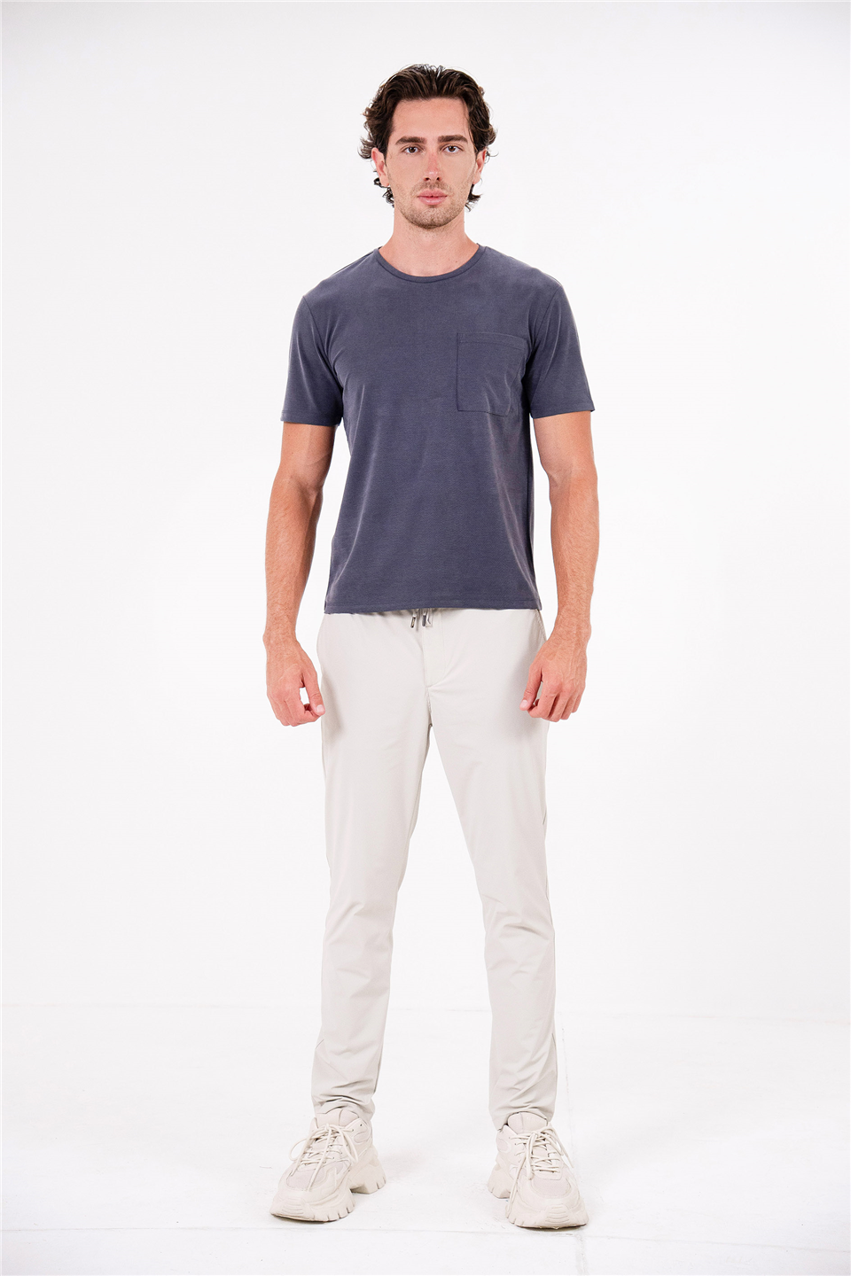 Bisiklet Yaka Cepli Basic Erkek T-Shirt