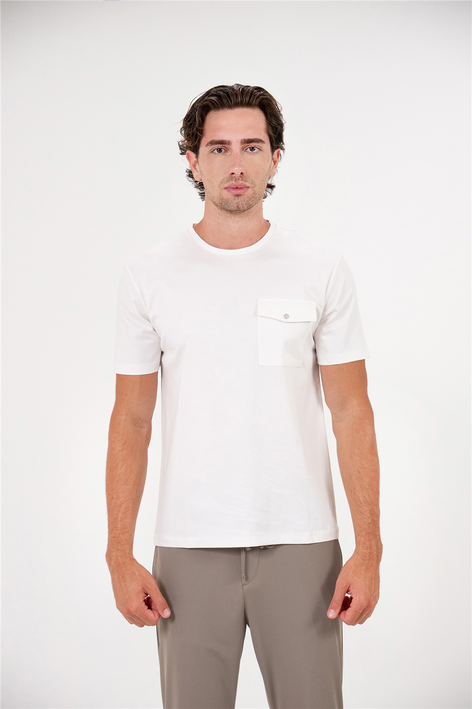 Bisiklet Yaka Cepli Regular Erkek T-Shirt