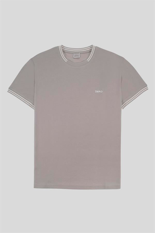 Bisiklet Yaka Çizgi Detaylı Pike T-Shirt