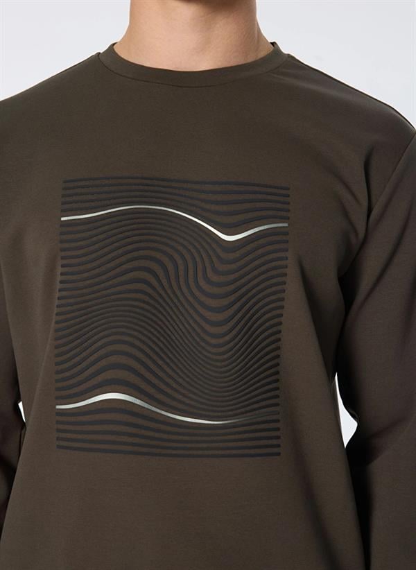 GMG Firenze-Bisiklet Yaka Dalga Baskılı Erkek Sweatshirt-SWEATSHIRT-3-Milagron.com