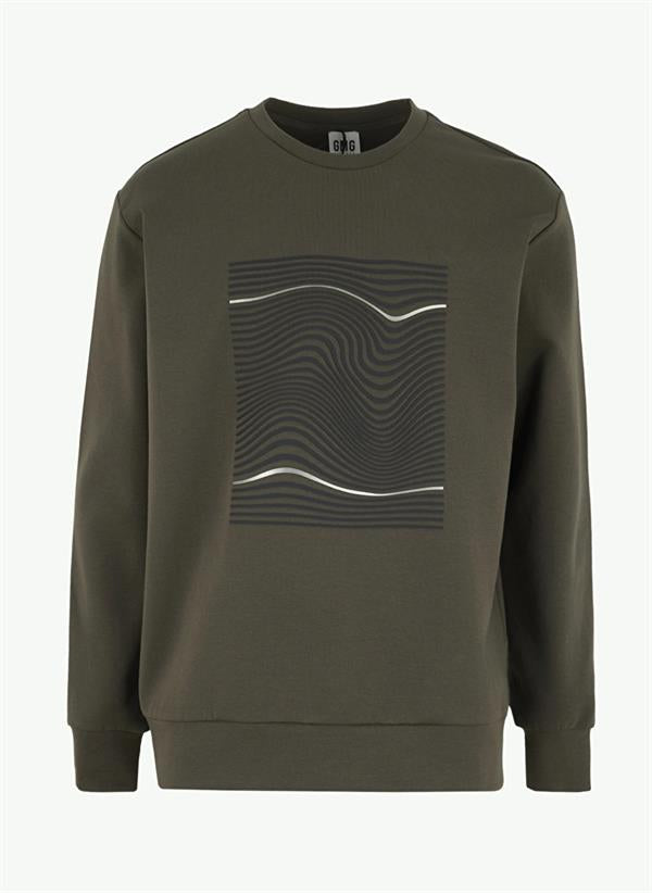 GMG Firenze-Bisiklet Yaka Dalga Baskılı Erkek Sweatshirt-SWEATSHIRT-6-Milagron.com