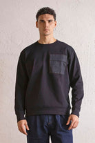 GMG Firenze-Bisiklet Yaka Denim Cepli Erkek Sweatshirt-SWEATSHIRT-4-Milagron.com