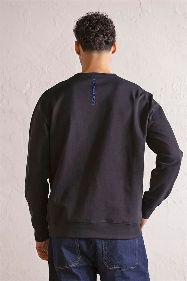 GMG Firenze-Bisiklet Yaka Denim Cepli Erkek Sweatshirt-SWEATSHIRT-5-Milagron.com