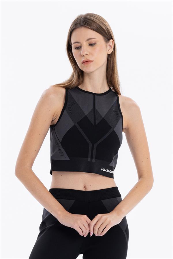 GMG Firenze-Bisiklet Yaka Desenli Midi Top Crop-TOP-3-Milagron.com