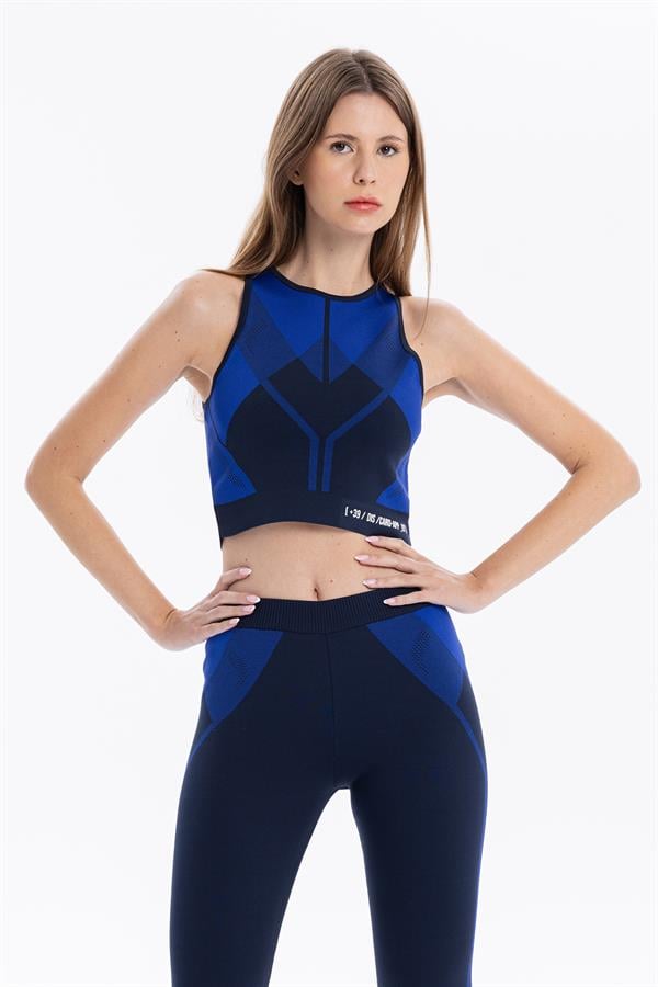 GMG Firenze-Bisiklet Yaka Desenli Midi Top Crop-TOP-7-Milagron.com