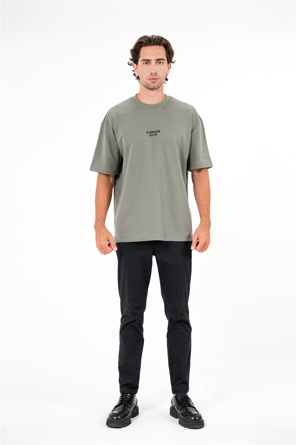 Bisiklet Yaka Error Baskılı Erkek T-Shirt