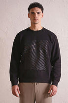 GMG Firenze-Bisiklet Yaka Geometrik Baskılı Erkek Sweatshirt-SWEATSHIRT-12-Milagron.com
