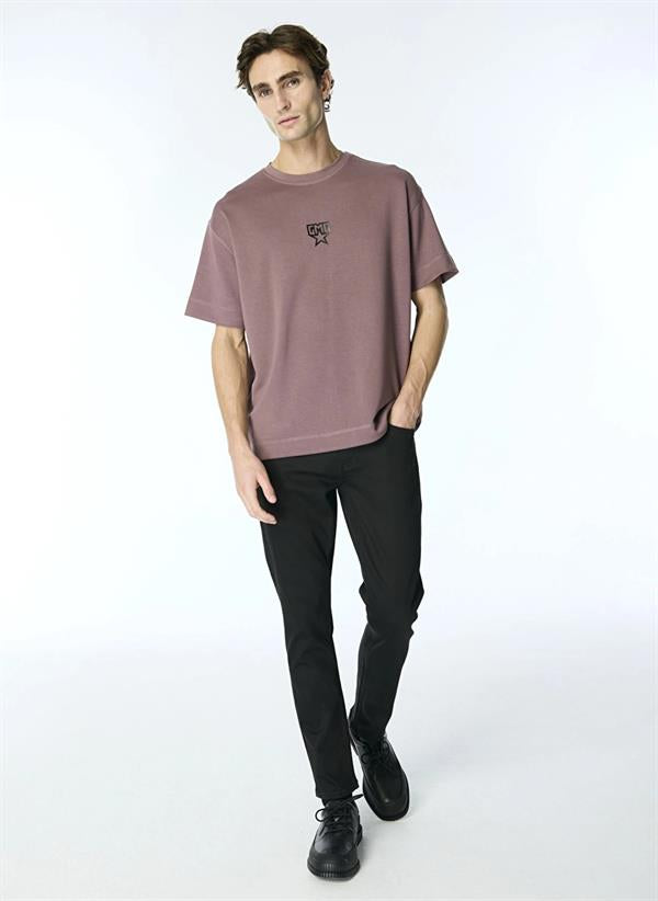 Bisiklet Yaka Gmg Yıldız Baskılı Oversize Erkek T-Shirt