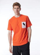 Bisiklet Yaka Göğsü Baskılı %100 Pamuk Oversize Erkek T-Shirt
