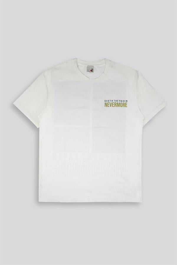 Bisiklet Yaka Göğsü Garni Ve Baskı Detaylı Erkek T-Shirt