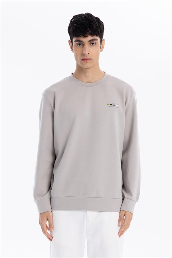 GMG Firenze-Bisiklet Yaka Göğsü Nakış Detaylı Colour Block Baskılı Erkek Sweatshirt-SWEATSHIRT-1-Milagron.com