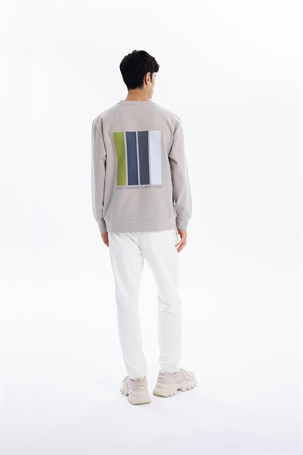 GMG Firenze-Bisiklet Yaka Göğsü Nakış Detaylı Colour Block Baskılı Erkek Sweatshirt-SWEATSHIRT-5-Milagron.com