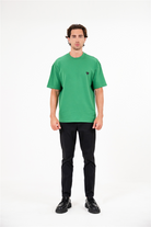 Bisiklet Yaka Göğsü Piksel Kalp Baskılı Erkek T-Shirt