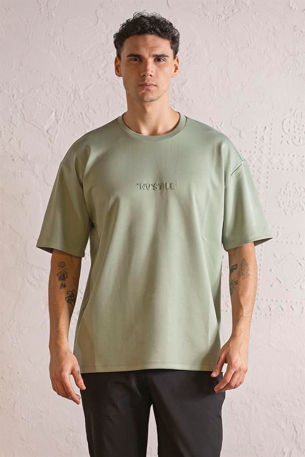 GMG Firenze-Bisiklet Yaka Invisible Baskılı Oversize Erkek T Shirt-KISA KOL-4-Milagron.com