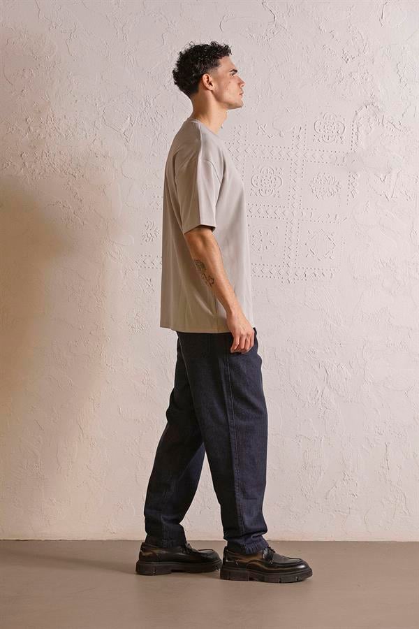 GMG Firenze-Bisiklet Yaka Invisible Baskılı Oversize Erkek T Shirt-KISA KOL-6-Milagron.com