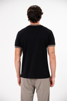 Bisiklet Yaka Kol Ve Yakada Çizgi Detaylı Erkek T-Shirt