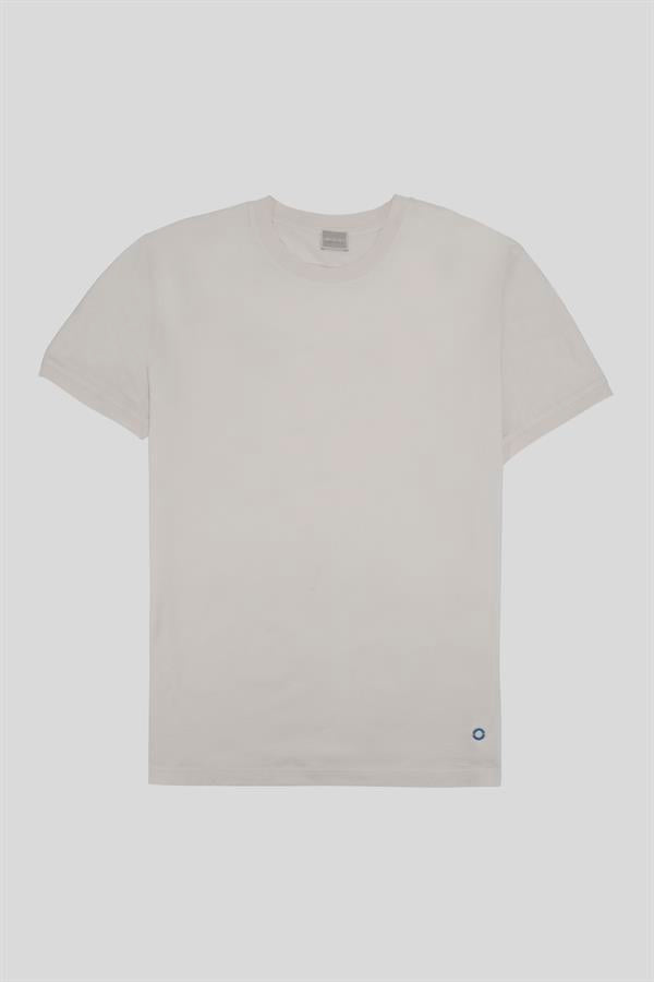 Bisiklet Yaka Logo Detaylı %100 Pamuk Merserize Erkek T-Shirt