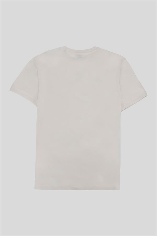 Bisiklet Yaka Logo Detaylı %100 Pamuk Merserize Erkek T-Shirt