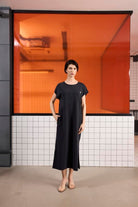 GMG Firenze-Bisiklet Yaka Modal Uzun Kadın Elbise-Elbise-6-Milagron.com