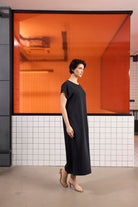 GMG Firenze-Bisiklet Yaka Modal Uzun Kadın Elbise-Elbise-8-Milagron.com