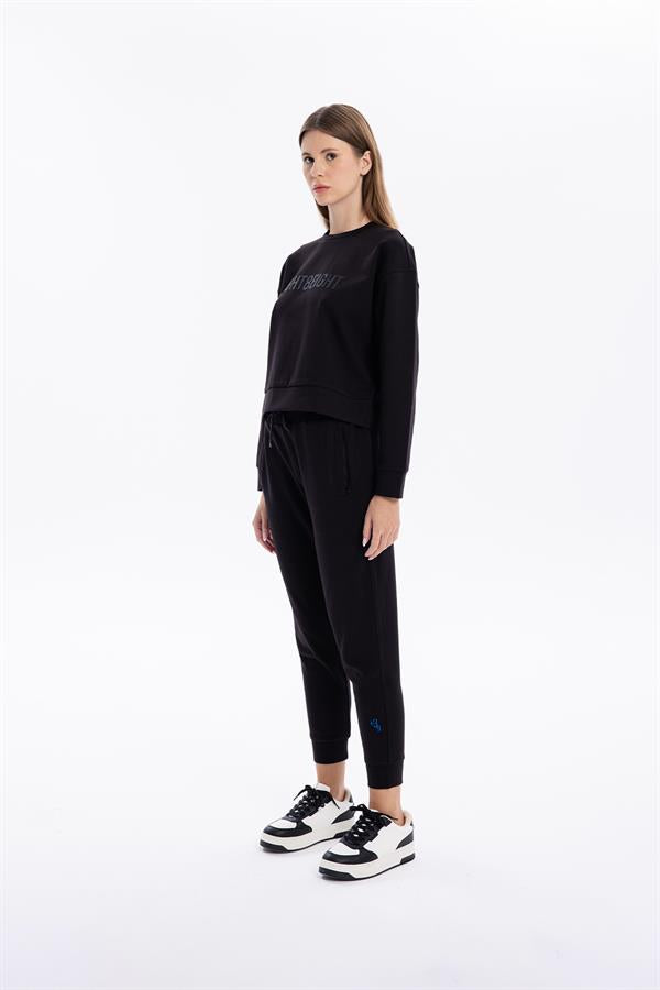 Bisiklet Yaka Numeroloji Baskılı Kadın Sweatshirt