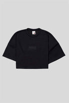 Bisiklet Yaka Ön Flexi Baskılı Kadın Crop