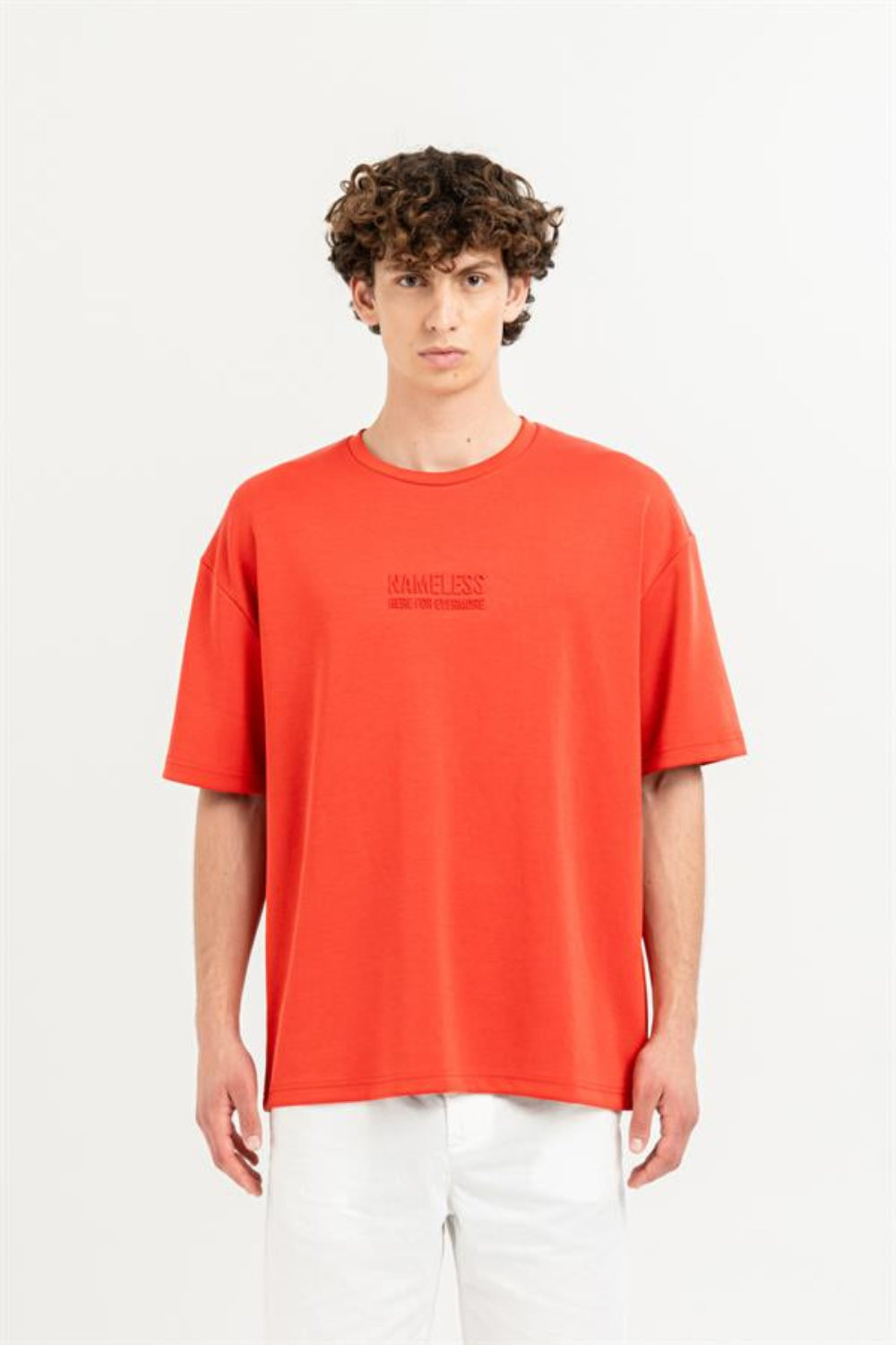 GMG Firenze-Bisiklet Yaka Önü Kabartma Baskılı Overize Basic T-Shirt-T-Shirts-1-Milagron.com