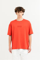 GMG Firenze-Bisiklet Yaka Önü Kabartma Baskılı Overize Basic T-Shirt-T-Shirts-1-Milagron.com