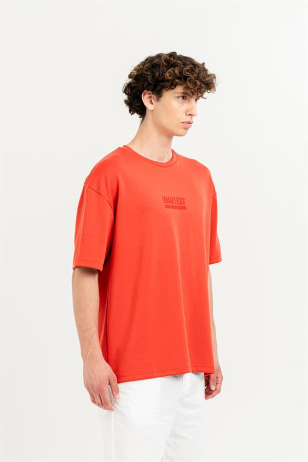 GMG Firenze-Bisiklet Yaka Önü Kabartma Baskılı Overize Basic T-Shirt-T-Shirts-2-Milagron.com