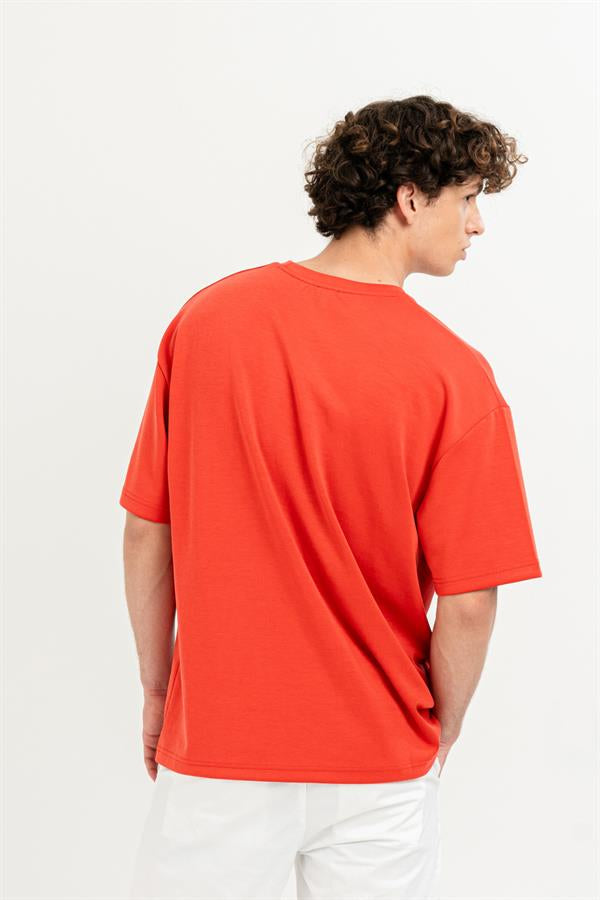 GMG Firenze-Bisiklet Yaka Önü Kabartma Baskılı Overize Basic T-Shirt-T-Shirts-5-Milagron.com