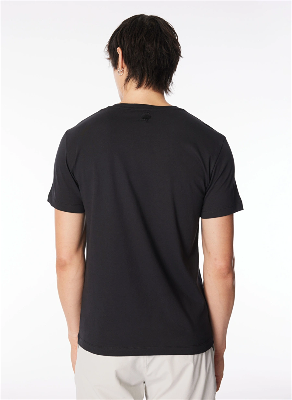Bisiklet Yaka Önü Taşlı Yazılı %100 Pamuk Slim Fit Erkek T-Shirt