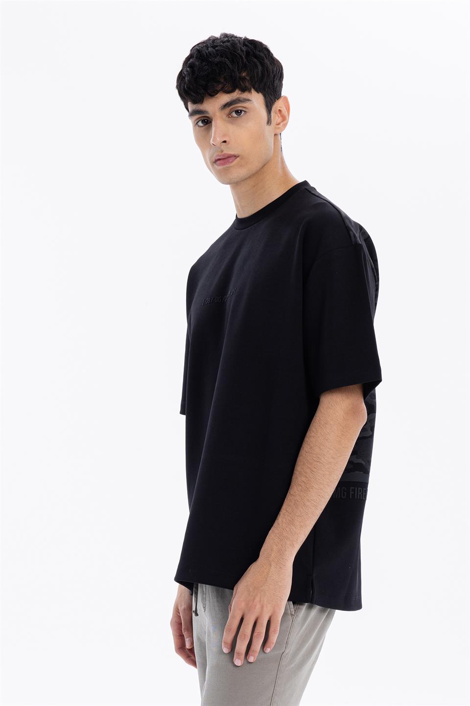 Bisiklet Yaka Oversize Kamuflaj Erkek T-Shirt