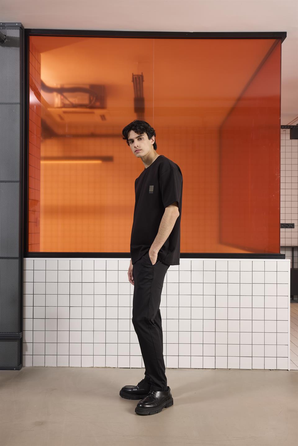 Bisiklet Yaka Rubber Baskılı Erkek T-Shirt