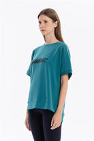 Bisiklet Yaka Rubber Baskılı Kısa Kol Kadın T-Shirt