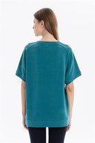 Bisiklet Yaka Rubber Baskılı Kısa Kol Kadın T-Shirt