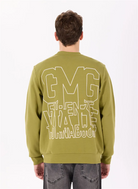 Bisiklet Yaka Sırtı Flok Göğsü Yıldız Baskılı Erkek Sweatshirt