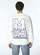 Bisiklet Yaka Sırtı Flok Göğsü Yıldız Baskılı Erkek Sweatshirt