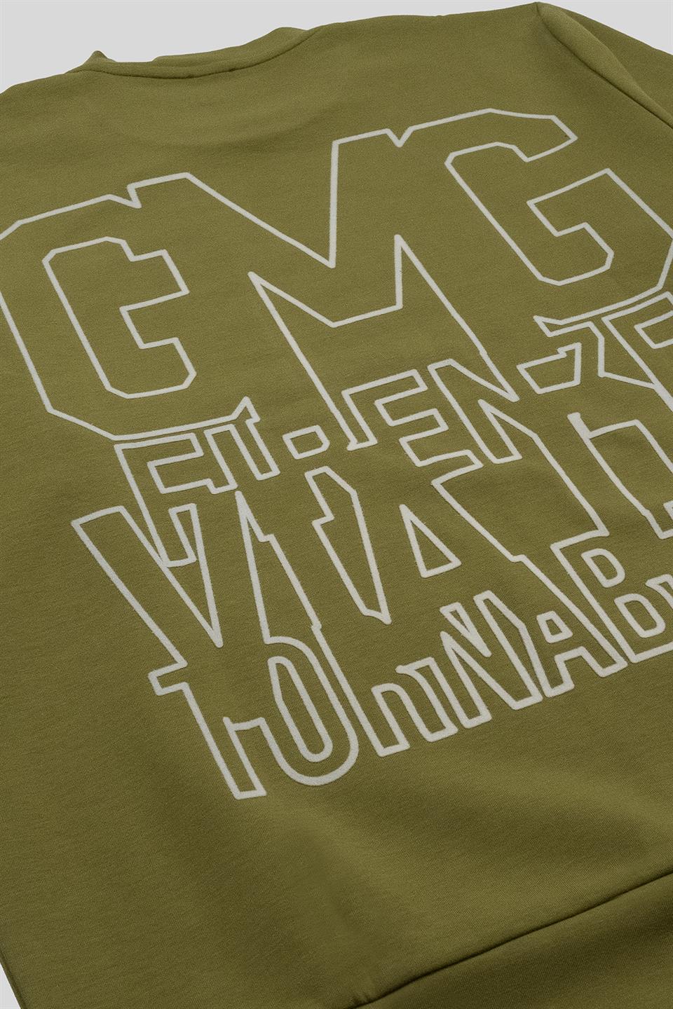 Bisiklet Yaka Sırtı Flok Göğsü Yıldız Baskılı Erkek Sweatshirt