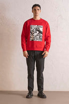 GMG Firenze-Bisiklet Yaka Siyah Beyaz Baskılı Erkek Sweatshirt-SWEATSHIRT-1-Milagron.com