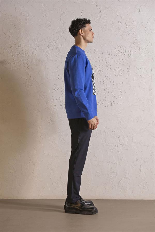 GMG Firenze-Bisiklet Yaka Siyah Beyaz Baskılı Erkek Sweatshirt-SWEATSHIRT-6-Milagron.com