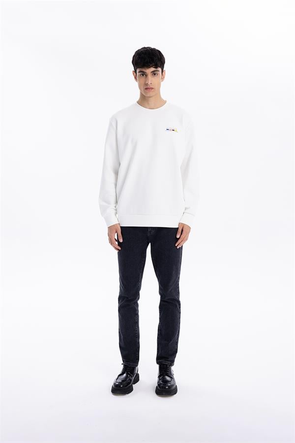 GMG Firenze-Bisiklet Yaka Slim Fit Baskılı Erkek Sweatshirt-SWEATSHIRT-3-Milagron.com