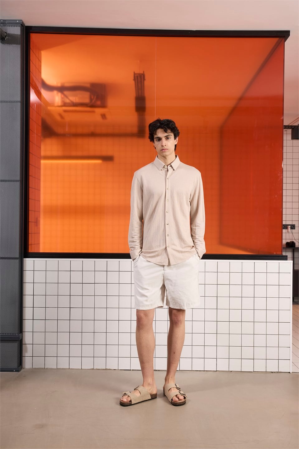 GMG Firenze-Çizgili Viskon Erkek Gömlek-Winter'26-1-Milagron.com